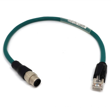 Conector codificado por adaptador RJ45 para M12 macho de 4 pinos